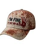 Photo Gallery cappello unisex per halloween, con scritta "i m fine, it s not my blood bloody" (uk, alpha, taglia unica, beige) Photo Gallery cappello unisex per halloween, con scritta "i m fine, it s not my blood bloody" (uk, alpha, taglia unica, beige)