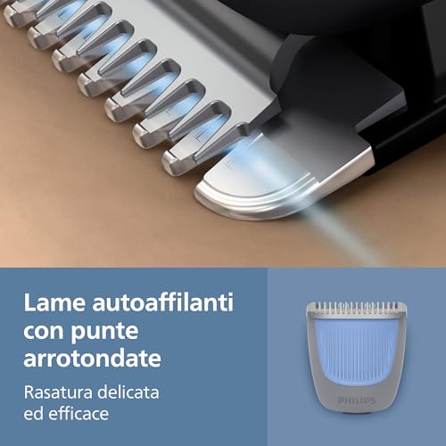 Regolabarba Philips serie 3000 - Lame autoaffilanti con punte arrotondate, 20 impostazioni di lunghezza, pettine Lift&Trim, impermeabile, spia di ricarica, ricarica USB, custodia, modello BT3619/15 - Immagine 4