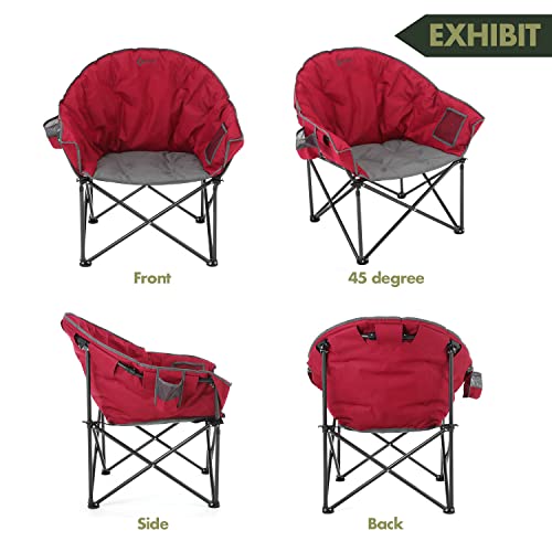 Arrowhead Outdoor Padded Saucer W/Cup Holder & Sotrage Pouch (Burgundy Red) Folding Camp Chair #TOP5