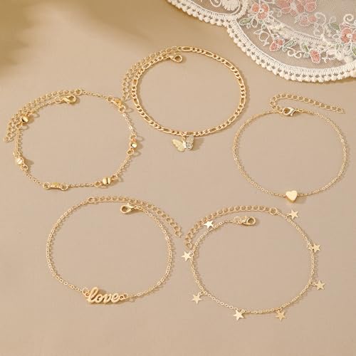 KISS WIFE Anklets for Women, Gold Anklet Bracelets for Women, Dainty Foot Jewelry Women's Ankelts Beach Gifts for Women3