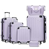 BriskPro Expandable ABS Luggage with TSA Lock, 20% Extra Capacity, Lightweight Hardshell Suitcase with Spinner Wheels (light pink)