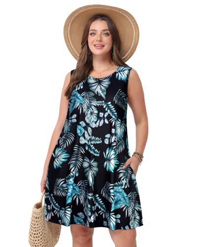 Image of elescat Women's Summer Dresses Casual Sleeveless Loose Sundress with Pocket