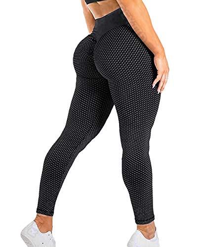 REYTID Anti Cellulite Peach Leggings for Women Booty Lift TIK Tok Leggings High Waist Honeycomb Butt Leggings Textured Yoga Pants