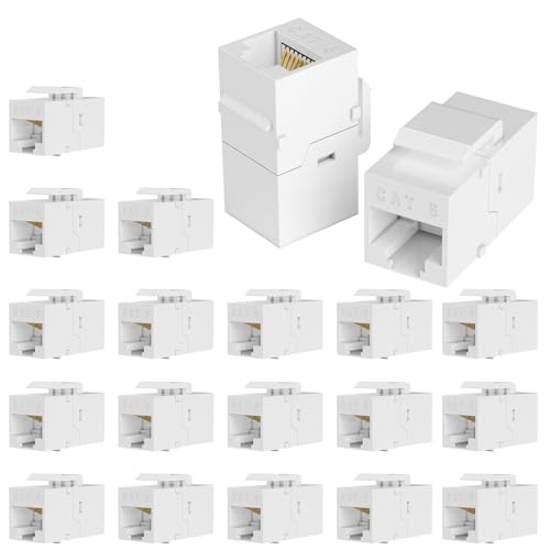 VANDESAIL RJ45 Coupler Cat6 Keystone Jack 20-Pack White