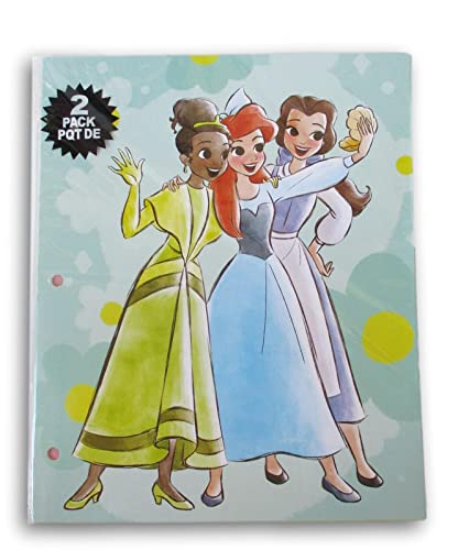 Paquete de carpetas Princess – Ariel, Tiana, Moana, Belle – Juego de dos carpetas de 3 agujeros y 2 bolsillos