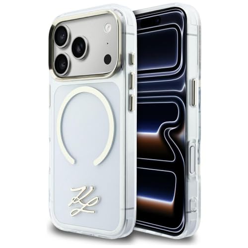 CG MOBILE Karl Lagerfeld IML KL Script Logo compatible avec MagSafe Coque pour iPhone 17 Pro Max (transparent)