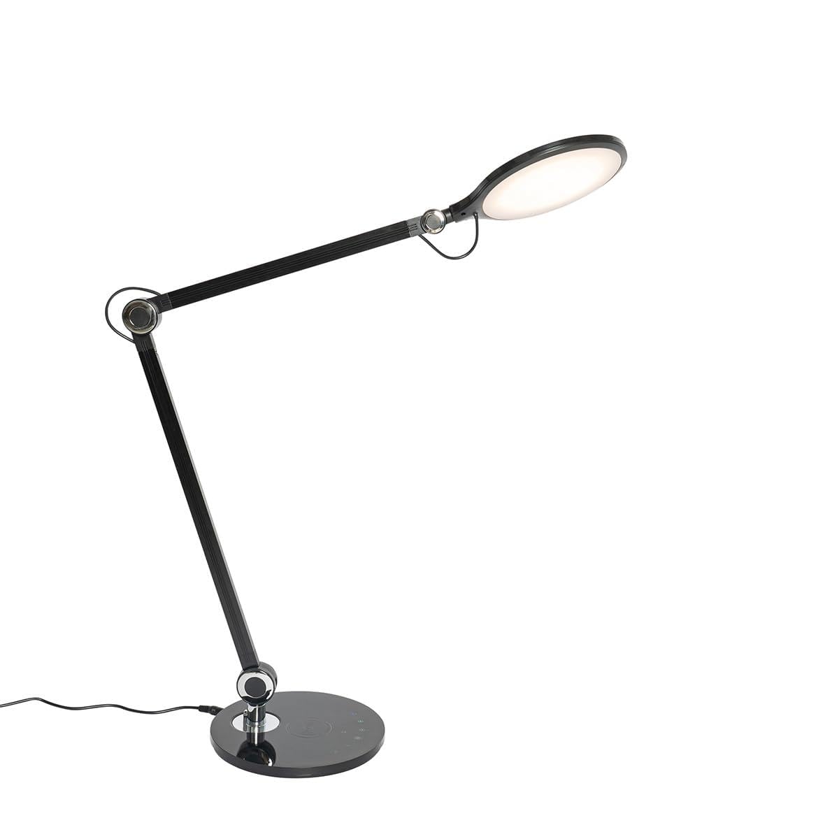 QAZQA Moderno Lámpara de mesa de diseño negra con LED táctil y cargador de inducción - Don Plástico Redonda Incluye LED Max. 1 x 10 Watt