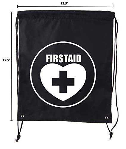 Image of Mato & Hash First Aid Backpack Drawstring Medical Bag for Emergencies or Epi Pen & Medicine - Black CA2500FirstAid S2
