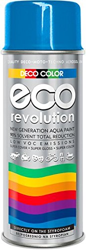 DECO COLOR ECO Revolution Water Based ACRYL Spray Paint 400ml STYROFOAM POLYSTYRENE Fabrics Flowers Sensitive Materials Art Decor Craft DIY (RAL 5015 Blue Sky)