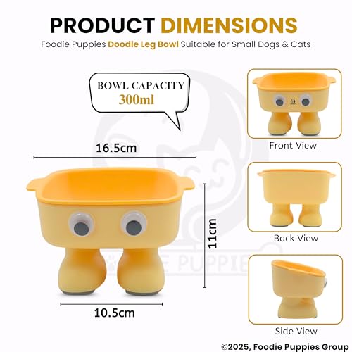 Image of Foodie Puppies Cat Detachable Food and Water Feeder - 300ml (Doodle Leg Bowl) | Durable, Anti Vomiting, Healthy Cat Bowl for Persian Cats Prevent Tipping Over | Feeder for Cats and Small Dogs