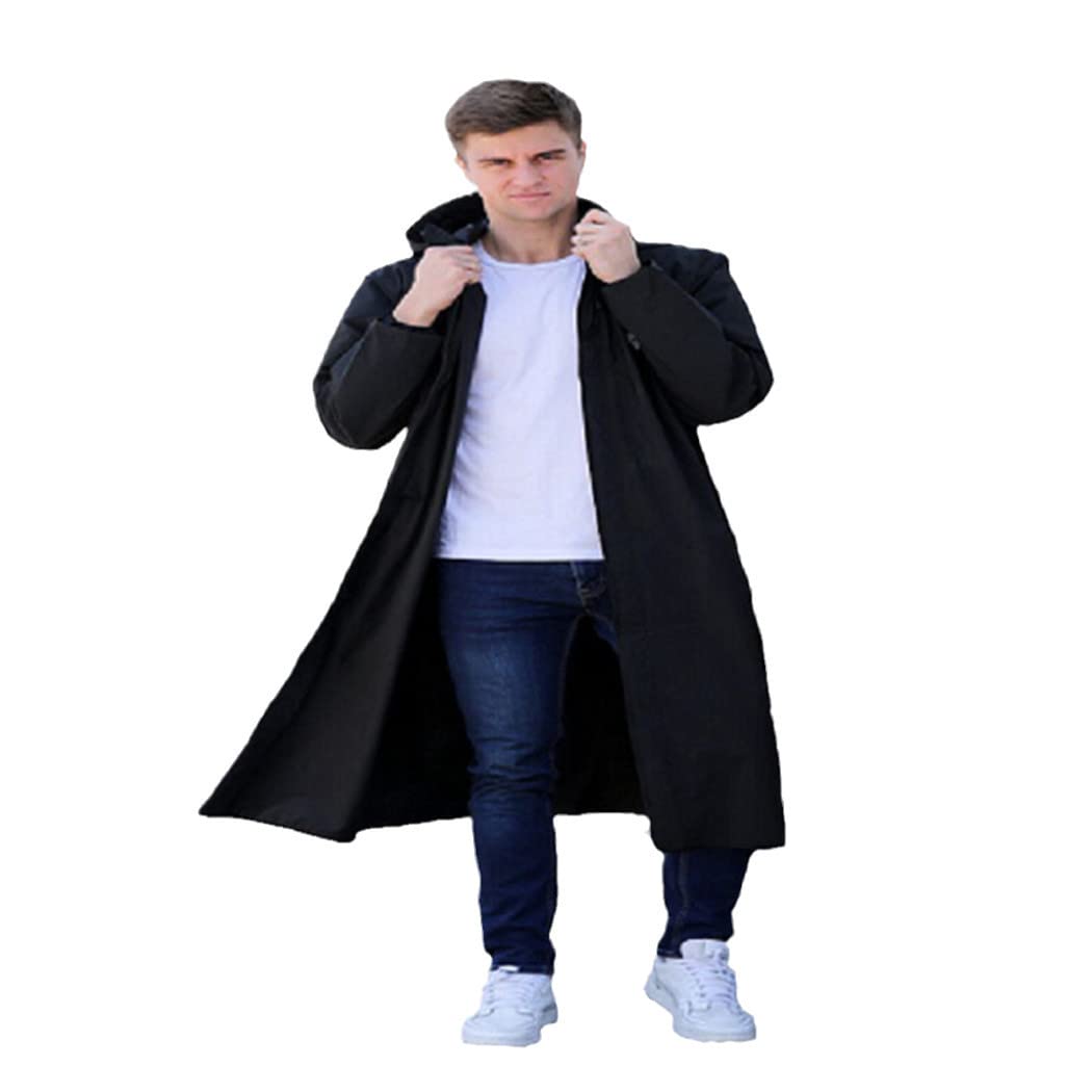 Adult Waterproof EVA Hooded Raincoat, Black, White, Multiple Sizes