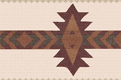 Wallpaper Border Peel and Stick, Burgundy Brown Green Abstract, 15ft x 7in