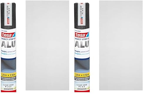 tesa Insect Stop Fliegengitter Ersatzrolle mit Clear View für tesa ALU Comfort Mückennetz für Fenster & Türen - Ersatz-Rolle 120cm x 250cm, anthrazit (Packung mit 2)