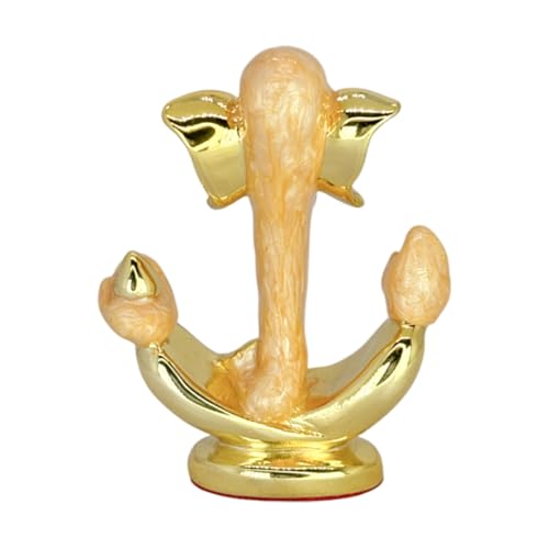 Image of Pearl Orange Anchor Ganesha | Divine Ganpati Bappa Idol for Car Dashboard, Office & Home Temple |Lord Gajanana Pearl Orange Ganesha Murti for Prosperity & Success | Height 3.3 Inch