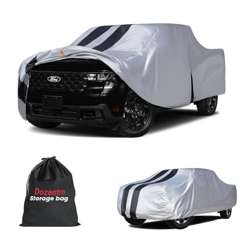 Image of Ford Maverick Truck Cover Custom Fit 2021-2026 SuperCrew Cab Short Bed(4.5') with Door Zipper, 10 Layers Outdoor Heavy Pickup Truck Cover Waterproof All Weather, Wind Dust Sun Protector.