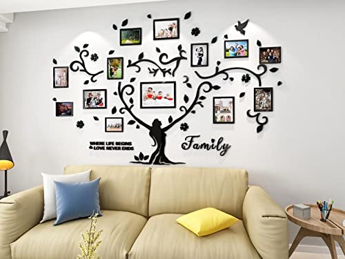 3D Sticker Decal Wall Family Tree Decor Diy Picture Frames Tree Wall Decor Sticker For Living Room Love Family Tree Picture Frame Collage Wall Decals #TOP7