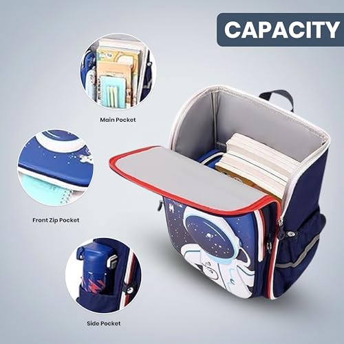 Image of Kids School Bag for Boys Girls 6-10 Years, Bear Graphic Flap Backpack, Lightweight Waterproof School Bag with Large Capacity, Padded Straps, Durable Backpack for School