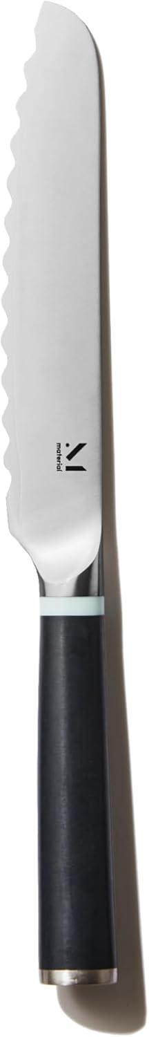 Material, Serrated Bread Knife 6", Bread Knife for Homemade Bread, Serrated Kitchen Knife, Carbon Stainless Steel Santoku-Inspired Blade, Razor-Sharp addition to your Chef Knife Set, Blue Grey