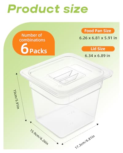 Poêle alimentaire plastique avec couvercle taille 1/6 empilable bac conservation 2,22 L