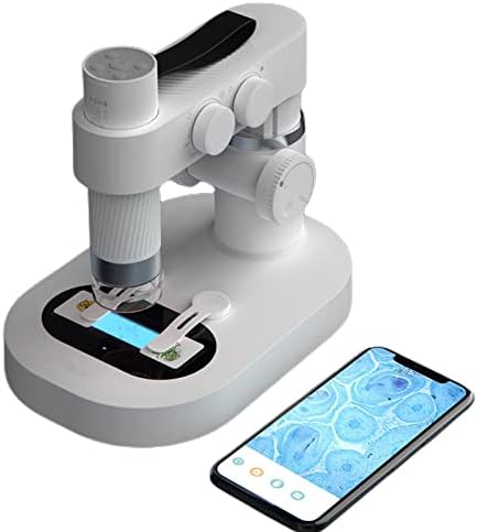 BEAVERLAB Wireless WiFi Digital Lab Microscopes, 8-Color Backlight Dyeing with Slides and Stage, Real 400x HD Magnification, Gift for Children, Compatible with iPhone iPad Android Windows Mac