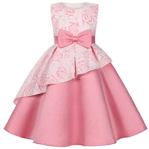 Vestido de fiesta de niña estilo princesa con falda plisada y hombros caídos
