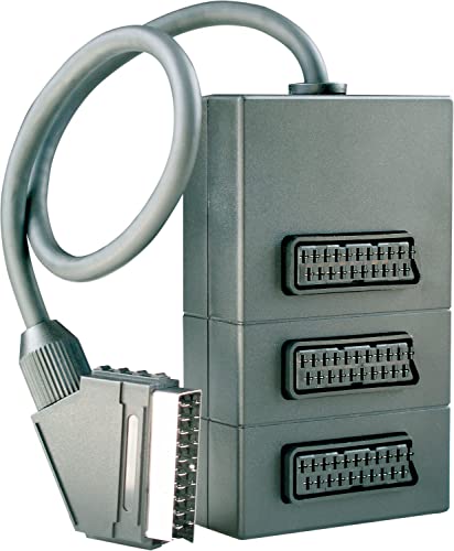 SCHWAIGER -SCV7030 533-3-Fach SCART Verteiler | zum Übermittelung von Bild- und Tonsignale vom Fernsehgerät an bis zu 3 Wiedergabegeräte | doppelt geschirmt