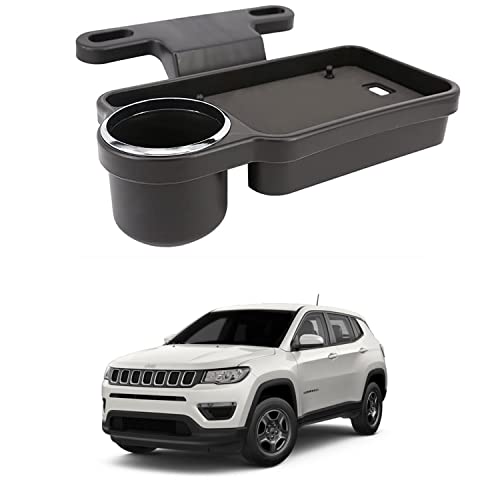 Image of Oshotto (FT-04) Foldable Car Auto Headrest Rear Back Seat Table Drink Food Cup Tray Holder Compatible with Jeep Compass - Black
