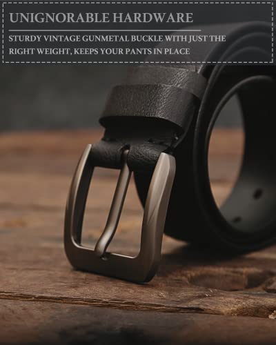 DONWORD Italian Full Grain Leather Belts for Men - Metal Buckle Durable Solid Belts for Jeans3