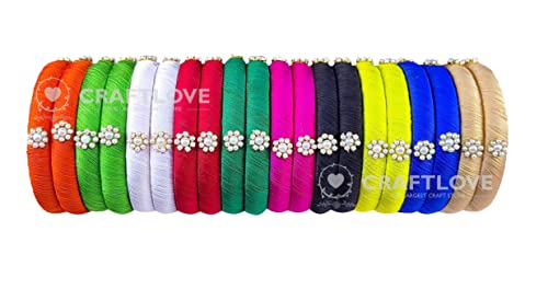 Silk Thread Bangles Set Multicolor Pearl Embellished 20 kada Bangles Set2