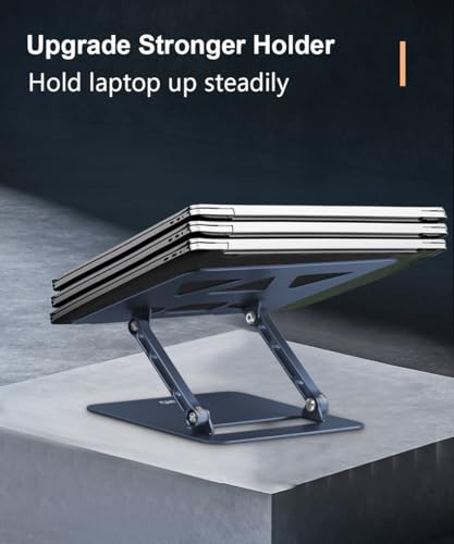 Image of Aoviho Adjustable Laptop Stand for Desk,Portable Laptop Stand Holder and Riser,Foldable Aluminum Notebook Computer Stands for MacBook Air Pro HP Lenovo Dell Samsung Chromebook, 10-15.6 inch,Navy Blue