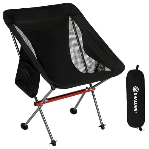 SHALLWE Silla de Camping Plegable Ultraligera, 2.2 lbs (Negro)