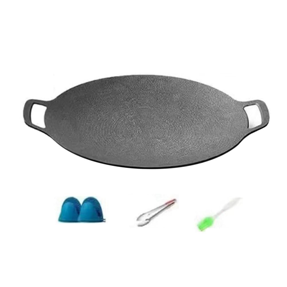 Uikdjgu Outdoor Camping Grill Plate Non-Stick Korean Barbecue Plate Barbecue Meat Pot Flat Electric Barbecue Plate 32Cm 1Set