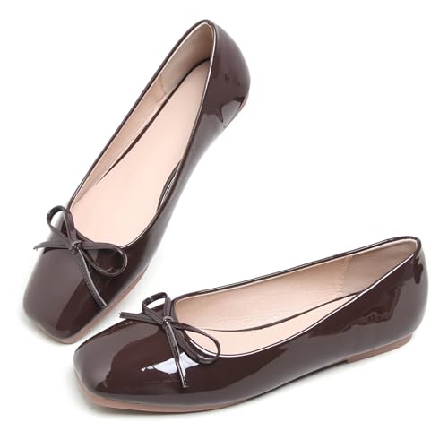 Image of Dear Time Women's Casual Foldable Ballet Flats Square Toe Ballerina Flats Shoes Comfortable