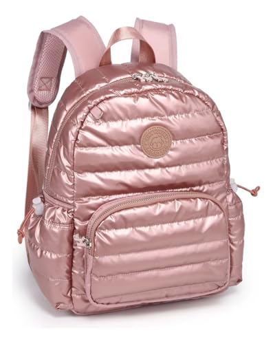 Mochila Feminina Kika Pequena Metalizada Casual Luxo (Rosa)