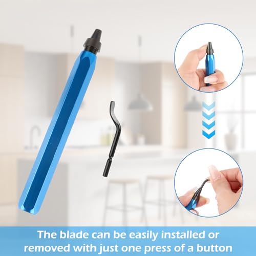 UKOFEW Entgrater Werkzeug Universal,360 ° Rotierender Klinge Schneidwerkzeug mit 10 Stück Ersatzklinge,Metallgriff Handentgrater,für 3D Drucker, Kunststoff, Aluminium, Edelstahl
