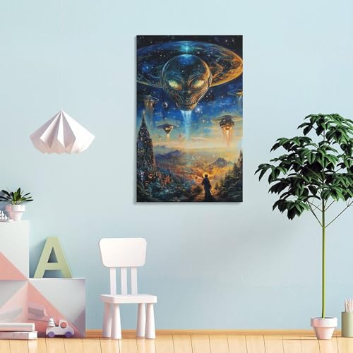 Tableau extraterrestre de décoration murale sur toile 50x75cm pour salon