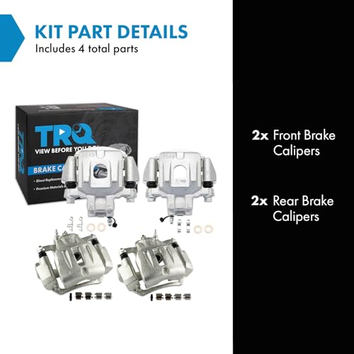 Image of TRQ Front and Rear Brake Caliper Set Zinc Coated Brackets Compatible with 2004-2007 Toyota Highlander