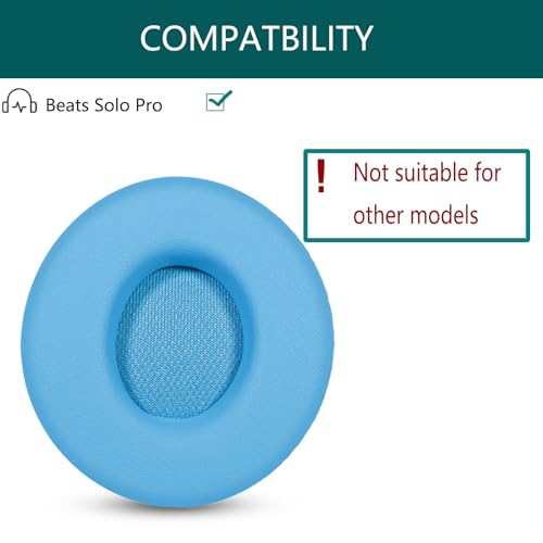 Repuestos para almohadillas de auriculares, compatibles con Beats Solo Pro, cuero proteico suave combinado con espuma viscoelástica de alta densidad, ACCIUK, 1 par (azul cielo) miniatura 4