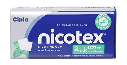 Image of Cipla Nicotex Nicotine Gum 2mg Tin, Mint Flavor, Sugar Free, Quit smoking (25gums*3 packs)