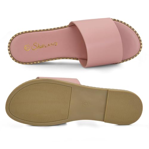 Image of Shoe Land Flat Sandals for Women - Slip-On Slides with Cushioned Footbed | Comfortable Dressy & Casual Open Toe Summer Sandals for Beach, Travel & Everyday Wear
