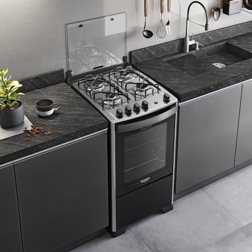 Fogão 4 Bocas Preto com Mesa Inox Dako Magister Bivolt