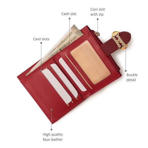 Image of Fastrack Women's Buckle Flap Two-Fold Wallet | Multiple Card Slots, Cash Slots, Zip Coin Pocket, Buckle Design Flap | Stylish & Secure | 6 Months Warranty