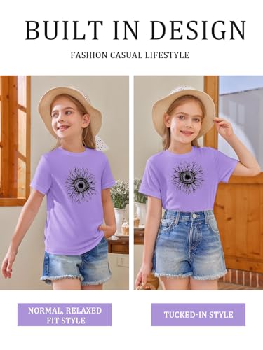 Image of Girls Short Sleeve T Shirts Kids Summer Tops Crewneck Tees 5-14 Years