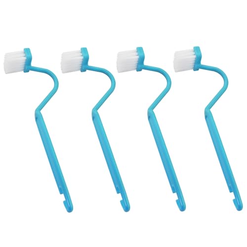 Image of 4PCS V-Shape Plastic Curved Brush Blue 7.9x1.4 inch Toilet Corner Edge Cleaning Brush S-Shape Toilet Cleaning Brush Curved Handle Sanitary Brush Bathroom Brush