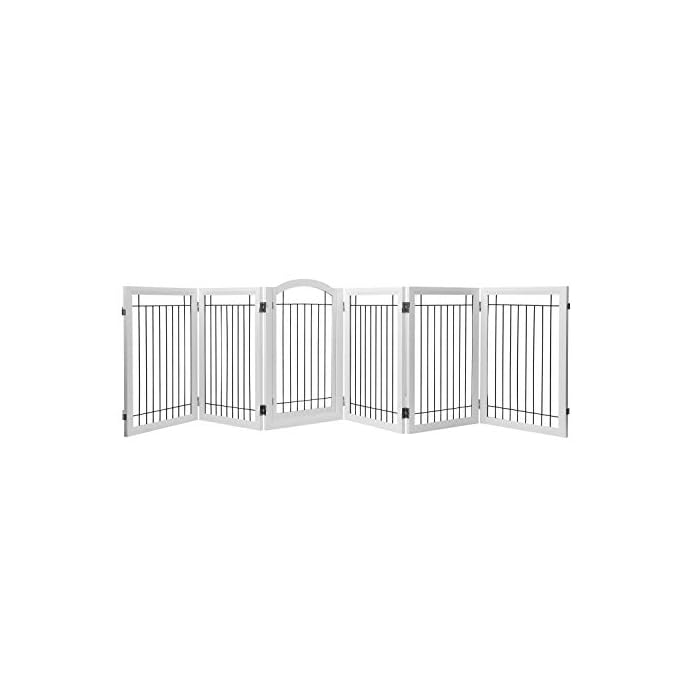 Buy PAWLAND 144 inch Extra Wide 36 inch Tall Dog Gate With Door Walk buy-pawland-144-inch-extra-wide-36-inch-tall-dog-gate-with-door-walk
