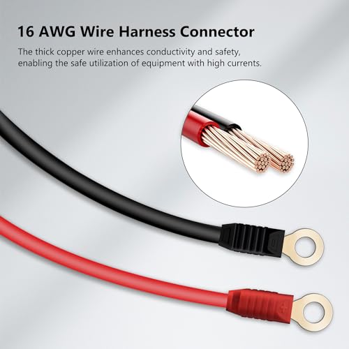 Image of 16AWG 3FT Charger Cable, Wire Harness Compatible with NOCO GC002 X-Connect M6 (1 /4in) Eyelet Terminal Connector Accessory Genius Smart Battery Chargers