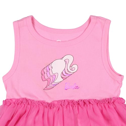 Barbie Toddler Girls' Repeating Logo Design Tank Top Tulle Tutu Dress2