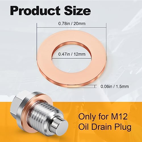 Image of 20PCS M12 Red Copper Oil Drain Plug Crush Washers Gasket Seal Ring