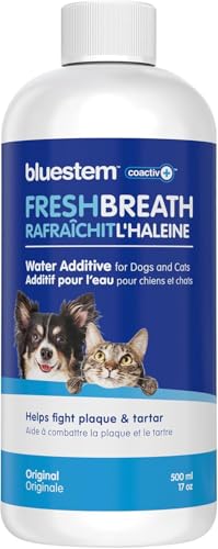 Bluestem Pet Water Additive Oral Care: for Dogs & Cats Bad Breath, Dental Rinse Freshener Treats Plaque & Teeth Tartar. Dog & Cat Mouth Clean Health Treatment for Pets Drinking Bowl