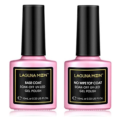 Lagunamoon Base Coat and Top Coat,Long Lasting Shiny Finish for Soak Off UV LED Gel Nail Polish Polygel Nail Acrylic Style Artificial False Nails,Requires Drying under LED UV Nail Lamp Cover